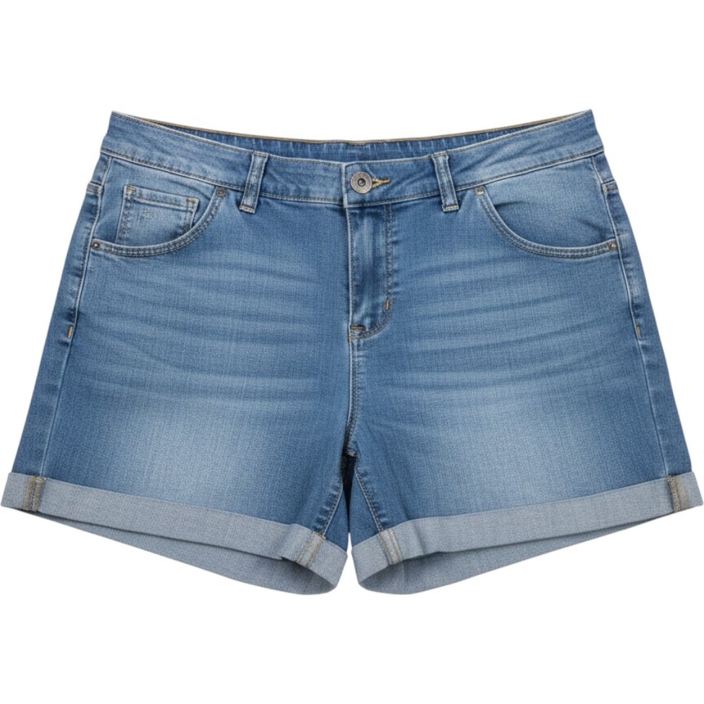 Wonder Nation Girls Plus XL 14-16 Denim Shorts Medium Wash Cuffed Pull On